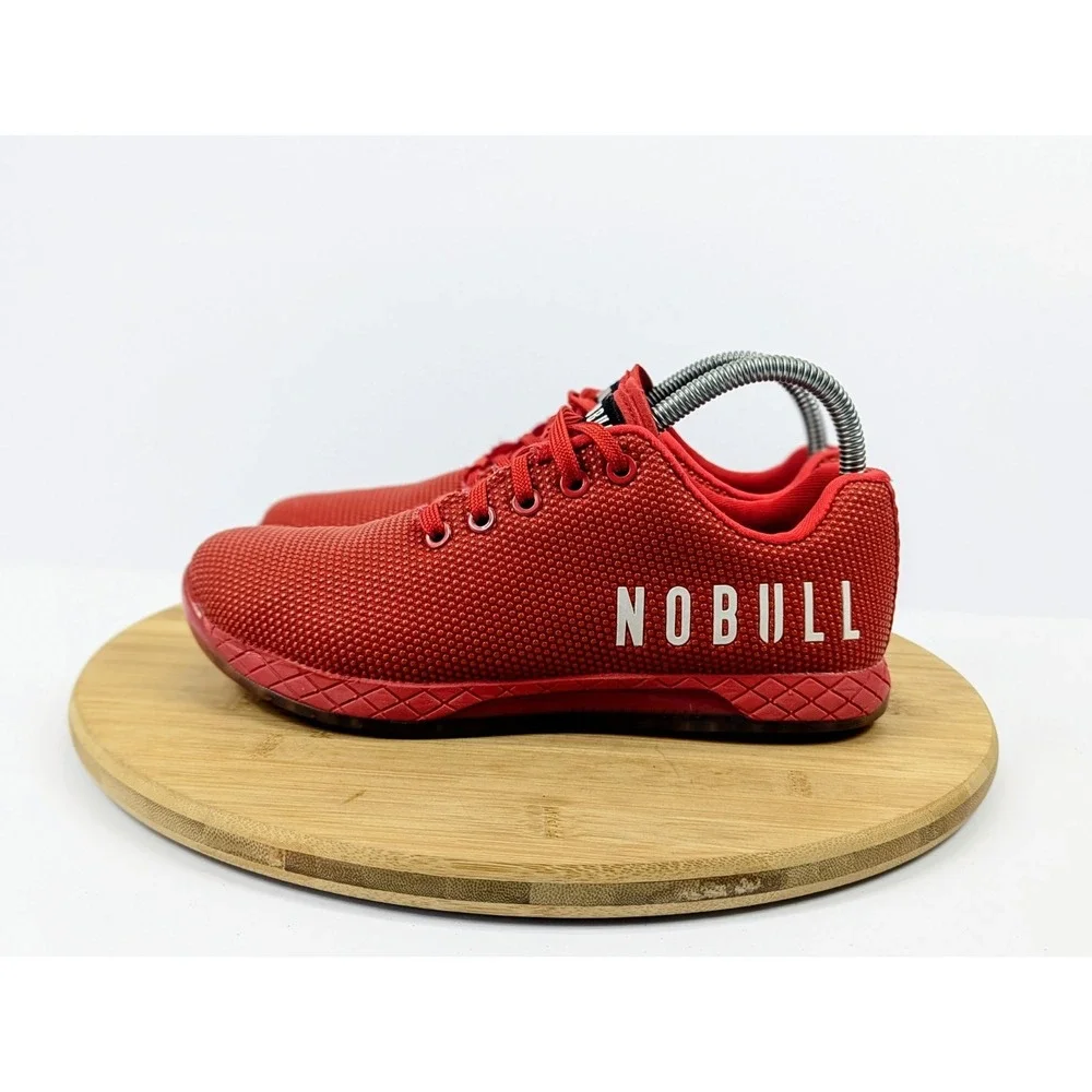 NOBULL Outwork Trainers Womans 7.5 Red White Training Shoes Sneakers Gym Workout